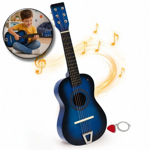 Violão Infantil Acústico Cordas De Aço Brinquedo Madeira Instrumento Semi Profissional Natural - Amorelância