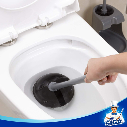 Combo De Émbolo De Inodoro Y Cepillo Para Limpieza De Gris