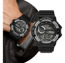 Comprar Relógio Masculino Digital Esportivo de Pulso com Pulseira em Silicone à Prova D' Água Resistente Shock Tático com Cronômetro, Alarme, Calendário, Iluminação Noturna - Mormaii Wave Preto MO3660AGu002F8K
