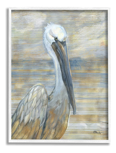 Stupell Industries Coastal Pelican Bird Retrato Abstracto Ar