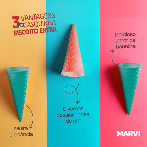Casquinha Colorida Para Sorvete Sem Ad. De Açúcar Marvi 21g