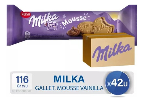 Galletitas Milka Vainilla Rellenas De Chocolate Caja X42 U