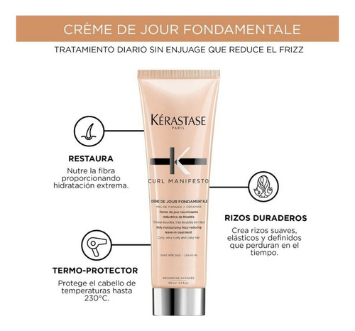 Kit Crema Spray y Aceite Tratamiento Para Cabello Rizado y Ondulado Kerastase Curl Manifesto 3 Pzas