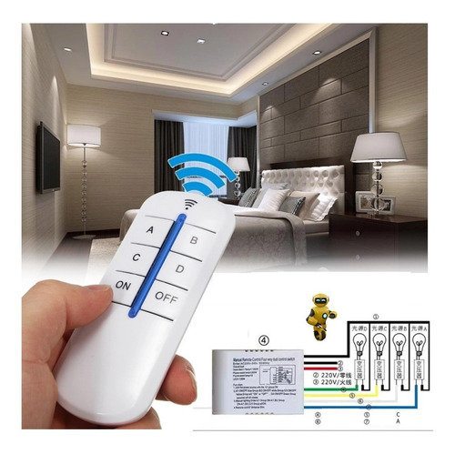 Imagem 3 de 5 de Interruptor Wireless Inteligente 4 Vias Com Controle Remoto