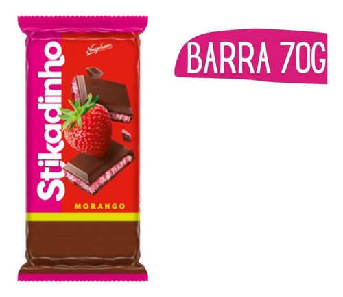 Chocolate Stikadinho Morango Em Barra Neugebauer 70g 12 Und