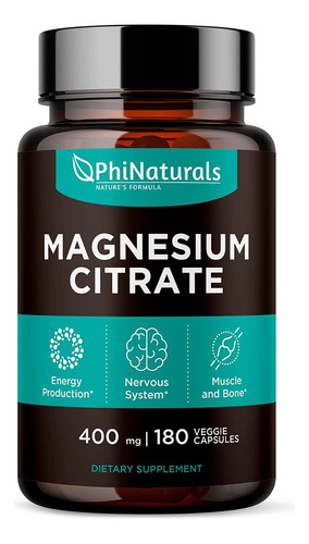 Citrato De Magnesio 400mg 180 Capsulas Vegano