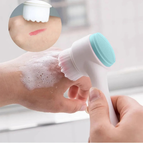 Cepillo Limpieza Facial Doble Cara Exfoliante Blanco / Rosa