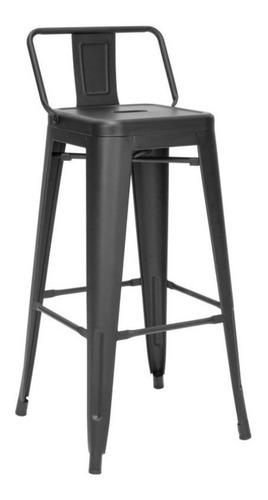 Pack 4 Taburetes Piso Tolix Respaldo Bajo Negro Matte