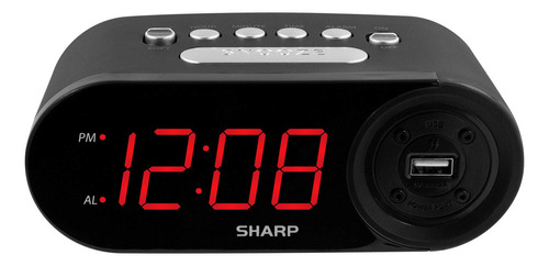 Sharp Reloj Despertador Digital De Fácil Lectura Con Carga U