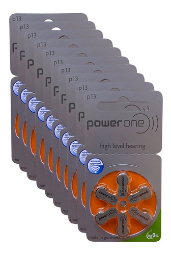 60 Pilas Para Audífono #p13. Power One, 1,45 V