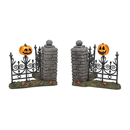 Village Accessories Halloween Jack-o-lantern Fence Corn...