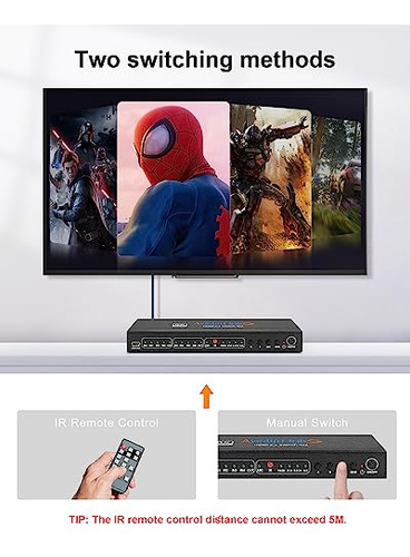 Switch Hdmi 8k@60hz 4x2 Con Audio Extractor Y Control Remoto