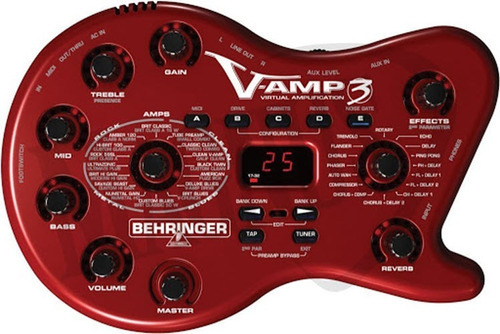 Behringer V-amp3 Amplificador Virtual Procesador Guitarra Color Rojo