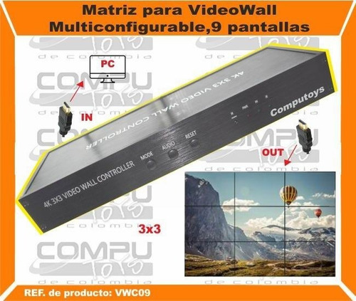 Matriz Videowall 9 Pantallas 3x3 Ref: Vwc09 Computoys Sas