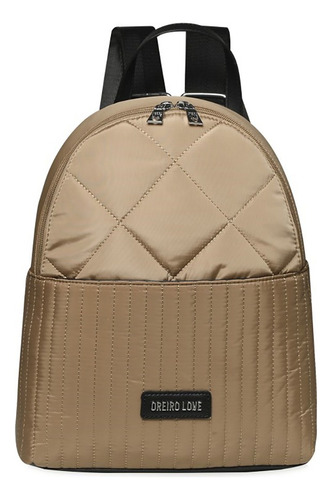 Mochila Cartera Las Oreiro Reforzada Microfibra Lubeca Color Beige Diseño De La Tela Liso