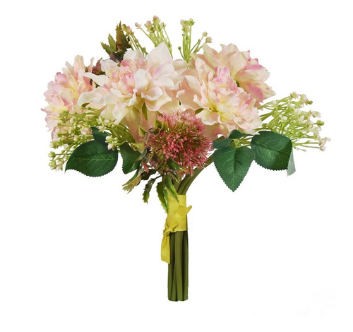 Bouquet De Dalias Flores Artificiales Finas Ramos De Flores Color Rosa