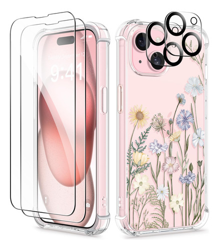 Gviewin Funda iPhone 15 5 En 1 + 2x Protector Pantalla + 2x