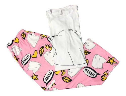 Pijamas Camiseta Manga Corta Pantalón Largo Bota Recta Mujer