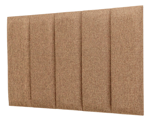 Cabeceira Solteiro Modelar Casa Estofada Modular Ripada Adesiva Com 5 Placas 60x20 Medida Montada 100x60cm Na Cor Linho Marrom