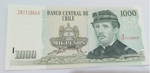 Billete Chileno Mil Pesos Reposición Sin Circulación 2009
