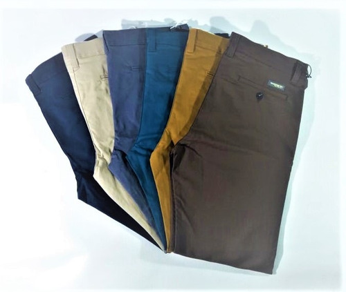 Pantalón En Dril Elastico Para Hombre Bolsillo Ribete