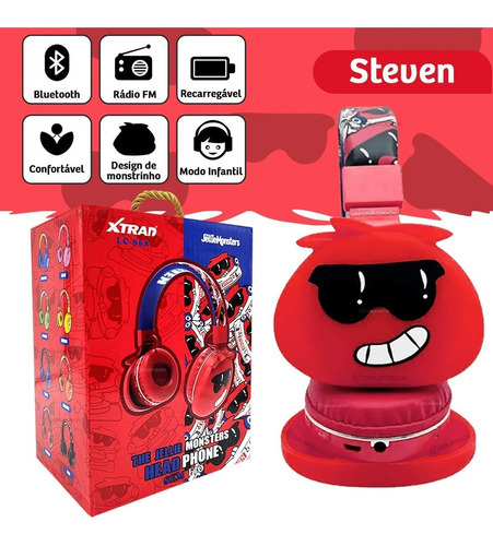 Fone De Ouvido Infantil Headphone Jellie Monsters Roxo Cor Da Luz Lilás Cor Vermelho