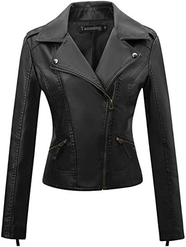 Chaqueta Rompeviento De Cuero Sintético Para Moto Para Mujer