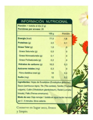 Te Pectoral Herbal Tea 20 Infusiones