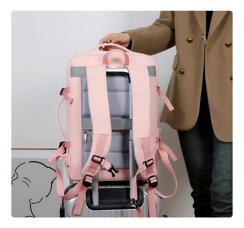 Mochila de viaje de mano, equipaje de cabina, bolso de avión, negro liso, mochila de gran capacidad