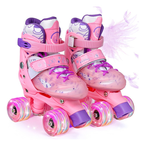 Patines De 4 Ruedas Ajustable Niños Niñas Con Luces Bolsa