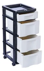 Comprar Gaveteiro Plástico Organizador Com Rodinhas 4 Gavetas no Mercado Livre