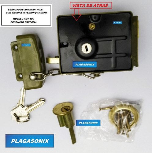 Imagen 5 de 10 de Cerrojo Pasador De Arrimar Yale Con Trampa Y Cadena Adv-100