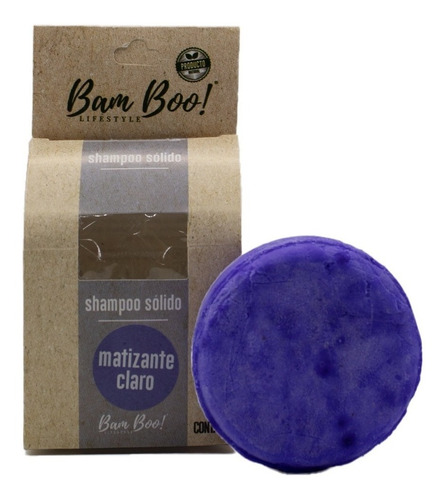 Imagen 1 de 10 de Shampoo Sólido Artesanal Matizante Claro 80 G Bam Boo!