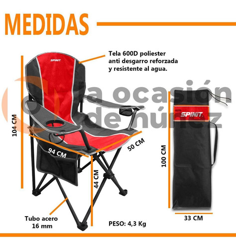 Imagen 2 de 7 de Sillon Director Spinit Deluxe Plegable Playa Camping P/vaso