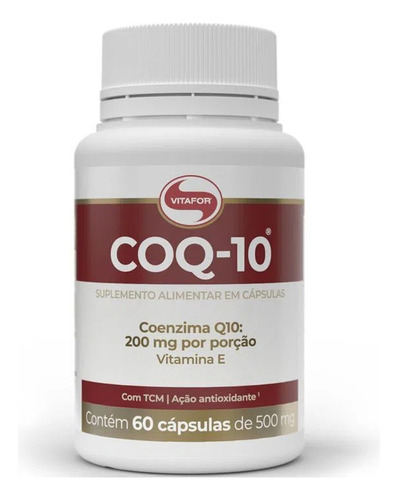Coq-10 Coenzima Q10 Vitafor 200mg Por Porção 60caps