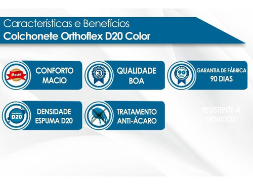 Colchonete Casal - 138x188x6 D20 Color Multiuso Viagem Campi