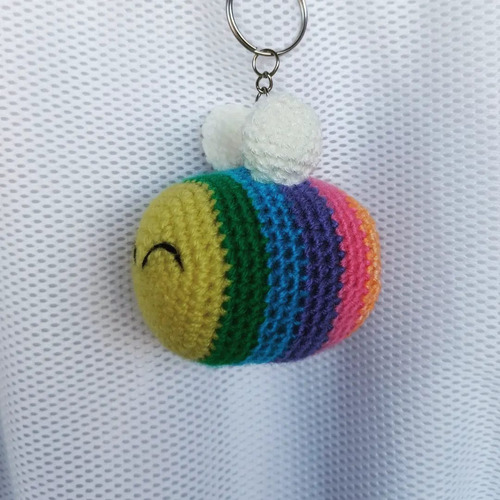 Abeja De Colores Amigurumi Tejida Al Crochet (c/llavero)