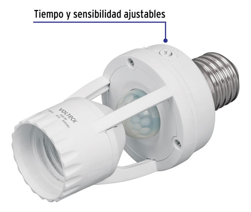 Portalámpara Con Sensor De Movimiento Color Blanco 360 Grado