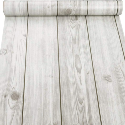 Rollo Papel Tapiz Vinil Decorativo Líneas Madera Gris  10m