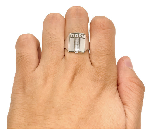 Anillo Escudo Equipo Fútbol Argentina Tigre C - Grande Plata 925