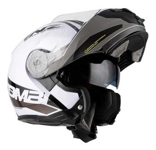 Capacete De Moto Escamoteável Nzi Combi 2 Shock Preto/branco Tamanho do capacete 61/62 (XL)