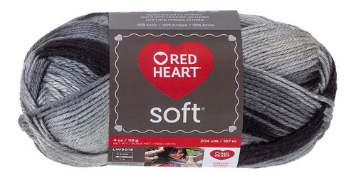 Estambre Acrílico Suave Multicolor Soft Yarn Red Heart Coats Color Greyscale 9931