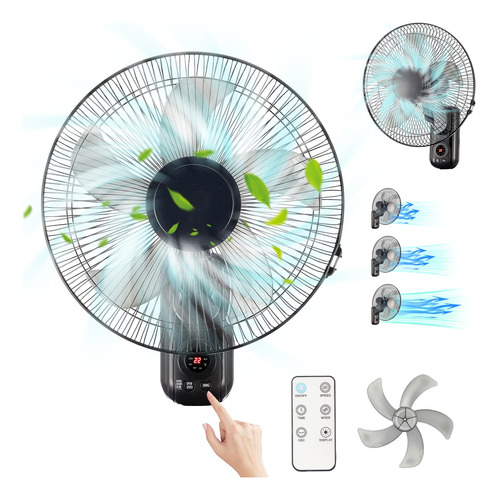 Ventilador De Pared Con Remote+pantalla De Temperatura 16''