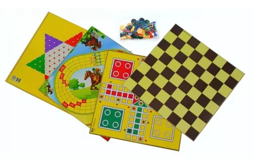 Jogo 5 Em 1 Ludo ,dama, Xadrez Chines, Hipismo, Xadrez - R$ 185