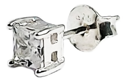 Aros Plata 925 Con Cristal Cubic Cuadrado Blanco