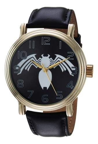 Reloj Hombre Marvel Wma000219 Cuarzo Pulso Negro En Cuero
