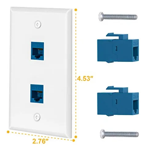 Ubrand 1 Paquete Placa De Pared Ethernet Cat6 2 Puertos Rj45