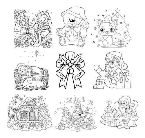 Desenhos para colorir de dispositivos de tela de natal kawaii