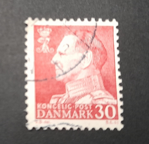 Sello Postal Dinamarca 1961 Freederik Ix Valor 30