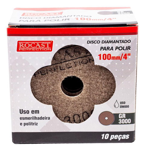 Disco Diamantado P/ Polir 4'' Gr 3000 10un (545,0007) Rocast